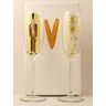 Pair of Hand-Painted Wedding Glass Champagne Flutes 